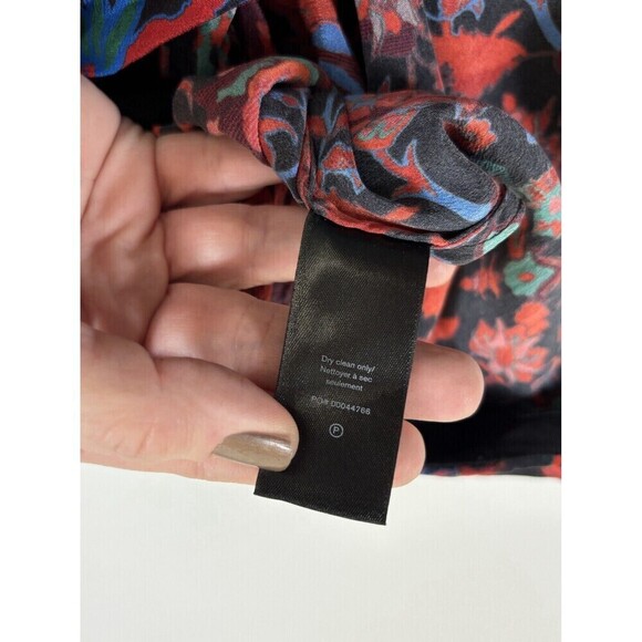 Rag & Bone Amber Midi Skirt Black Bright Floral 2 Slit Wrap Waist Detail Lined - Picture 13 of 15